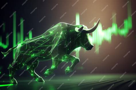 Premium Photo | Green bull market run upward presents uptrend stock ...