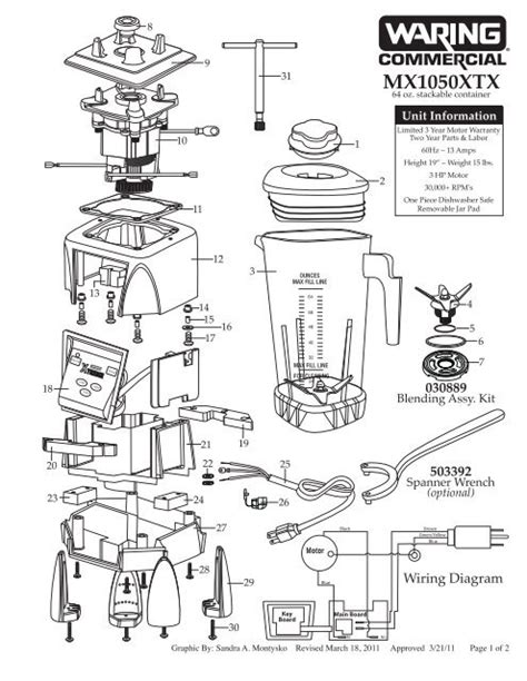 MX1050XTX Hi-Power Blender Parts List - Parts Town