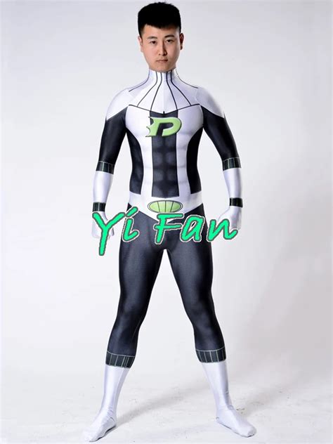 2018 Danny Phantom Superhero Cosplay Costume Spandex 3D Print Halloween Zentai Suit Catsuit ...