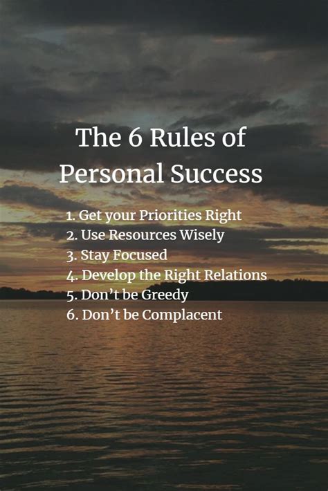 The 6 Rules of Personal Success | Famous quotes about success, Personal success, Best success quotes