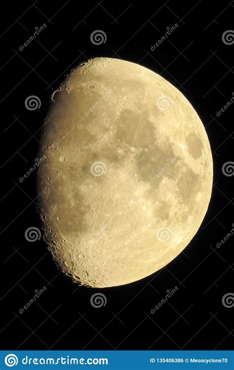 The Waxing Gibbous Moon. Craters are Clearly Visible. Stock Photo - Image of close, dark: 135406386