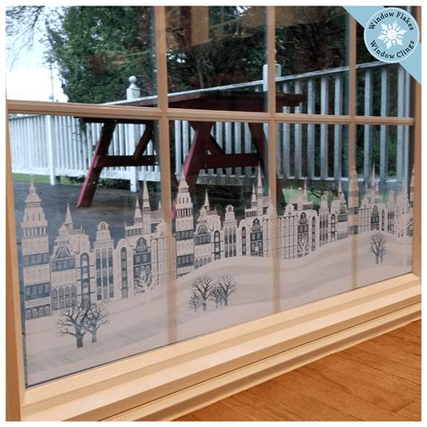 CityScape Border Christmas Window Decal Decoration – Window Flakes