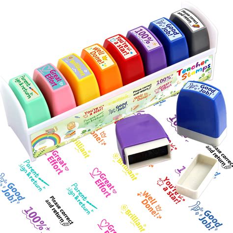 Buy Teacher Stamps for Grading Motivational Teacher Self-Inking Stamp Set Encouraging Signature ...