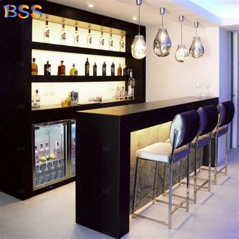 Home Wine Mini Bar Counter Small Drink Bar Counter Black - China Home ...