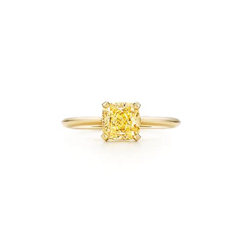 Ring in 18k gold with a cushion-cut yellow diamond. | Tiffany & Co.