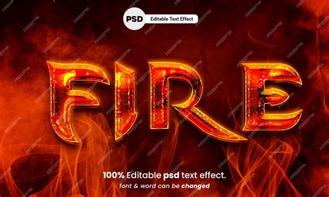 Premium PSD | Fire 3d editable psd fire text effect