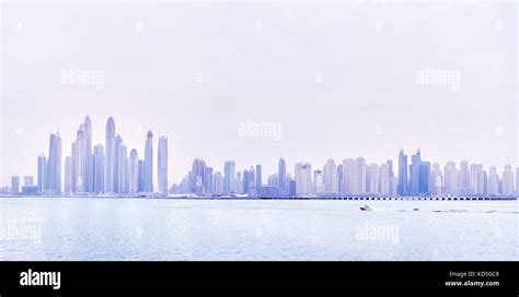 Dubai waterfront skyline, color toning applied, United Arab Emirates ...