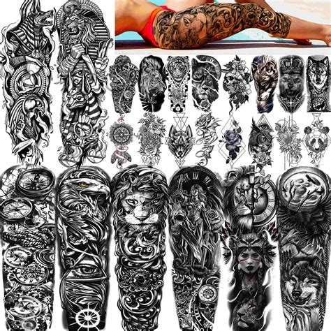 Buy FANRUI 24 Sheets Cool Super Large Full Arm Temporary Tattoo Sleeve ...