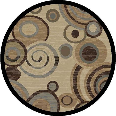 Tayse Rugs Festival Beige 5 ft. 3 in. Contemporary Round Area Rug-8832 ...