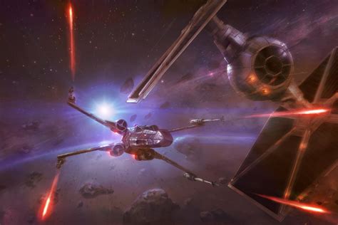 Star Wars, artwork, X-wing, TIE Fighter HD Wallpaper