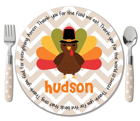 Personalized Turkey Plate Personalized Kids Thanksgiving | Etsy