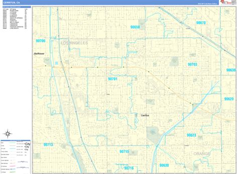 Cerritos California Zip Code Wall Map (Basic Style) by MarketMAPS ...