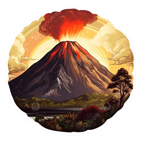 The Paricutin Volcano Mexico Sticker, Volcano Clipart, Sticker Clipart ...