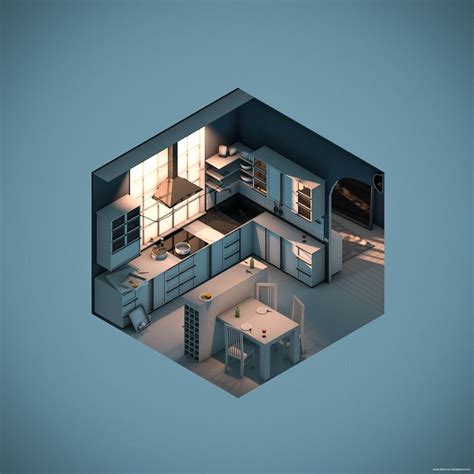 Three Rooms in Isometric View.c4d on Behance | Isometric design ...