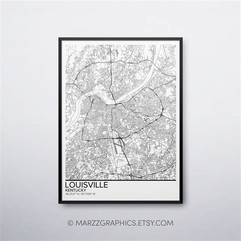 Louisville Map Poster Print Wall Art Kentucky Gift Printable | Etsy