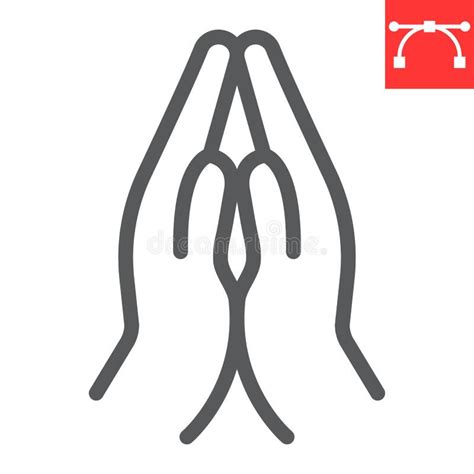 Praying Hands Line Icon, Religion and Namaste, Hands Folded in Prayer ...