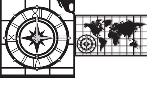 World Map Clok World Map Compass Clock World Map Wall Clock - Etsy