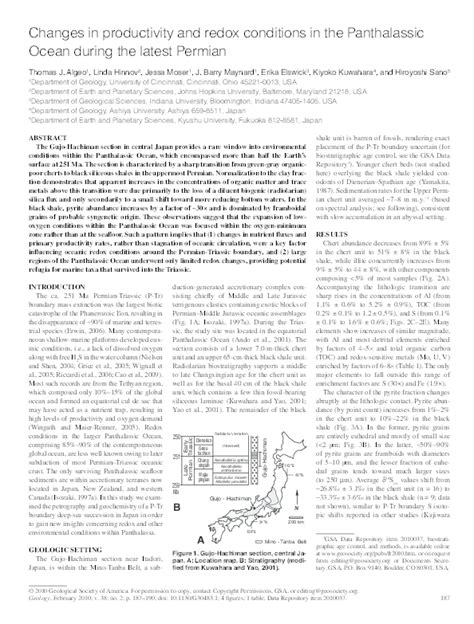 (PDF) Changes in productivity and redox conditions in the Panthalassic Ocean during the latest ...