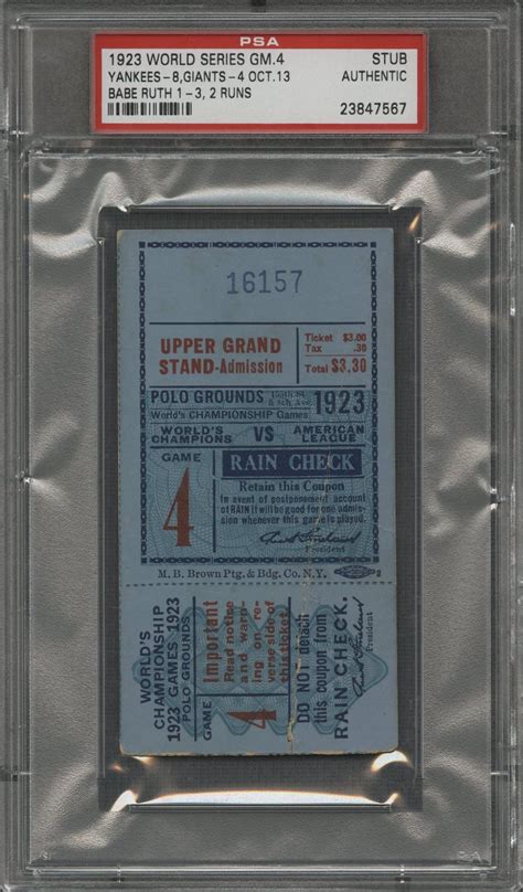 Lot Detail - 1923 World Series Game 4 Yankees vs Giants Ticket Stub ...