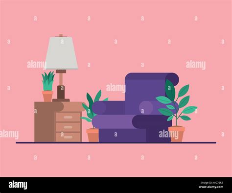 living room with houseplants and lamp Stock Vector Image & Art - Alamy