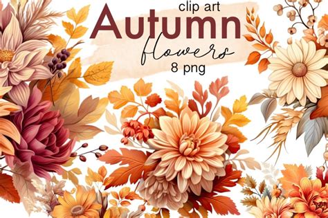 Autumn Bouquets Png Clipart-Fall Flowers Graphic by Tanya Kart ...