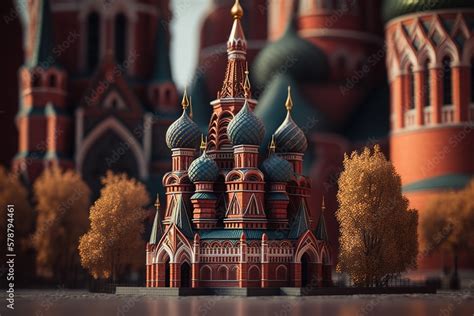 Typical Russian orthodox cathedral, mockup style illustration of ...