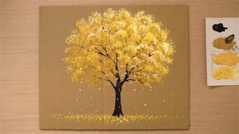 Paint on 'Cardboard Box' / Tree painting technique - YouTube