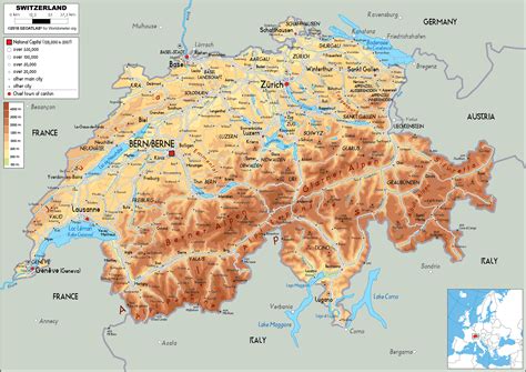 Switzerland Physical Map