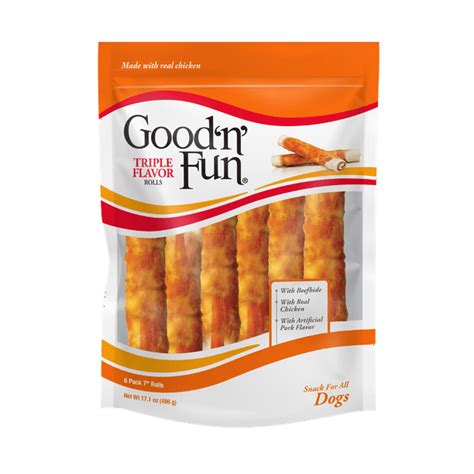 Good ‘n’ Fun Triple Flavor 7 inch Rolls, Chews for Dogs - Walmart.com ...