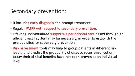 Prevention of periodontal diseases