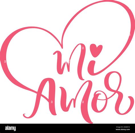 Mi amor en español vector caligrafía digital. Mi amor vector hand lettering. Traducción del ...