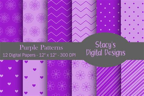 Purple Patterns - 12 Digital Papers