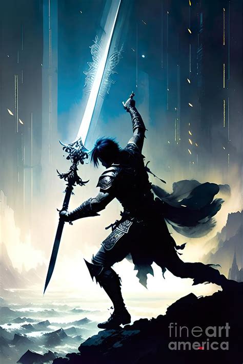 An Epic Warrior with a Sword. Digital Art by Rene Mitterlehner - Fine ...