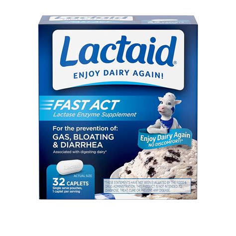 Lactaid Fast Act Lactose Intolerance, Lactase Enzyme Pills 32 single ...