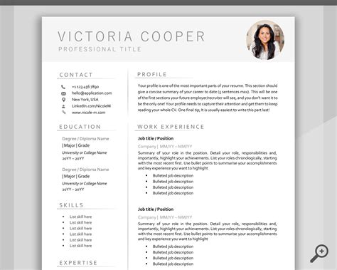 CV TEMPLATE Resume Word. Professional Resume Template. - Etsy UK