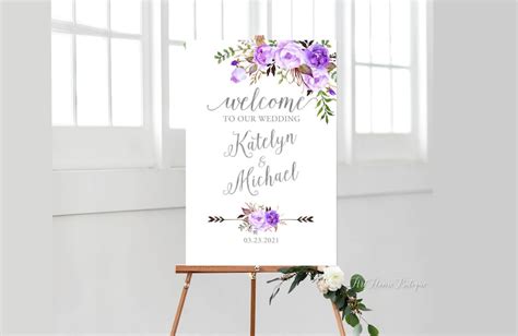 Lavender Wedding Welcome Sign Purple Wedding Welcome Sign | Etsy