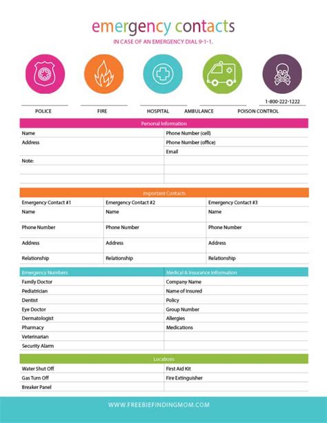 Printable Emergency Contact Form