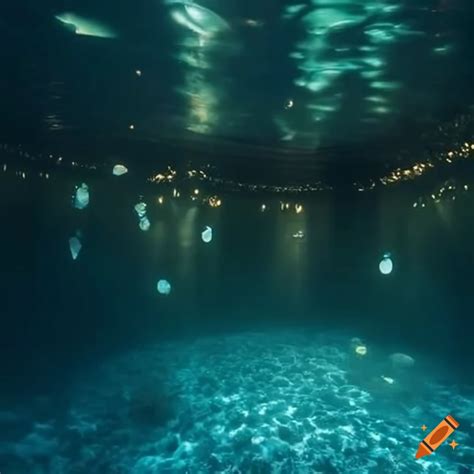 Underwater living room with fireworks