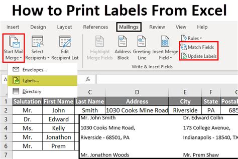 How do you make mailing labels from an excel spreadsheet - nelosecure