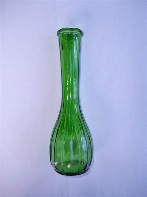 Vintage Forest Green Glass Bud Vase