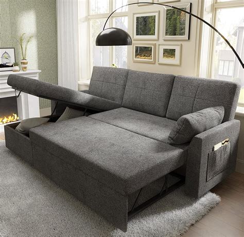 Papajet Sofa Bed, Sleeper Sofa with Storage Chaise-2 in 1 Pull Out ...