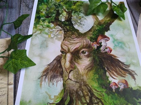 Druid Forest fantasy creature ART PRINT pagan wall desor | Etsy