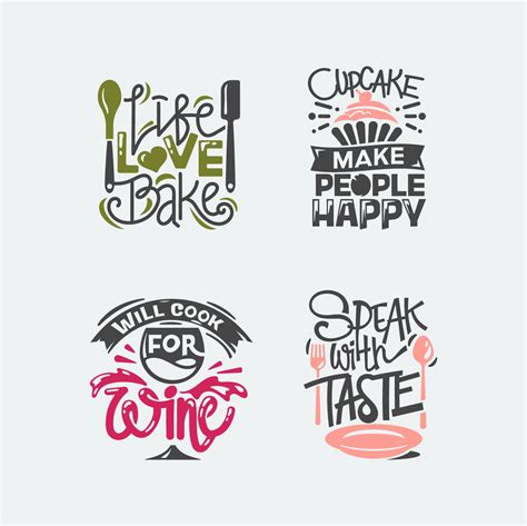 Set of cooking quotes label, typography and lettering vector 690144 ...