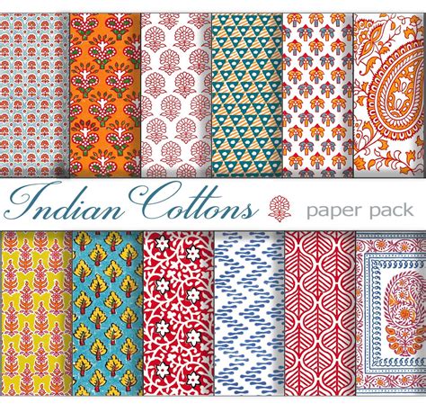 INDIAN BLOCK PRINTS Printable Papers Digital Download Cotton | Etsy