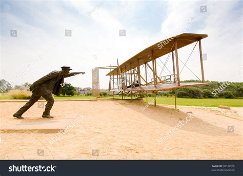 Wright Brothers National Memorial, First Flight Statue Stock Photo ...