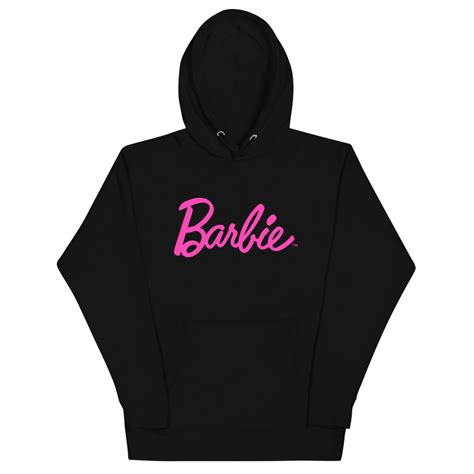 Barbie Script Logo Unisex Crew Black Hoodie – Mattel Creations