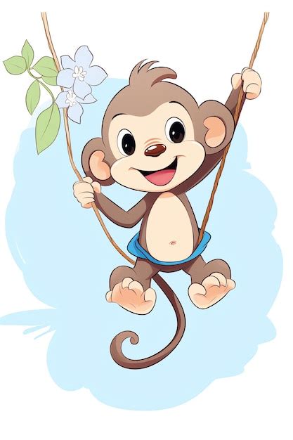 Premium AI Image | a cartoon monkey swinging on a swing