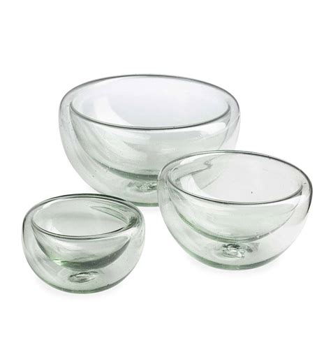Stacking Glass Bowls, Set of 3 - Blue | VivaTerra
