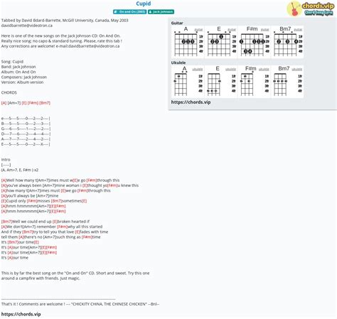 Chord: Cupid - Jack Johnson - tab, song lyric, sheet, guitar, ukulele ...