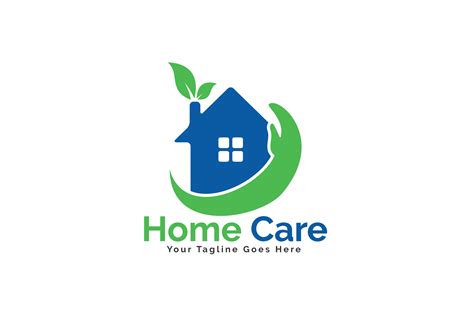 Home Care Logo Design. House With Hand Vector Design.
